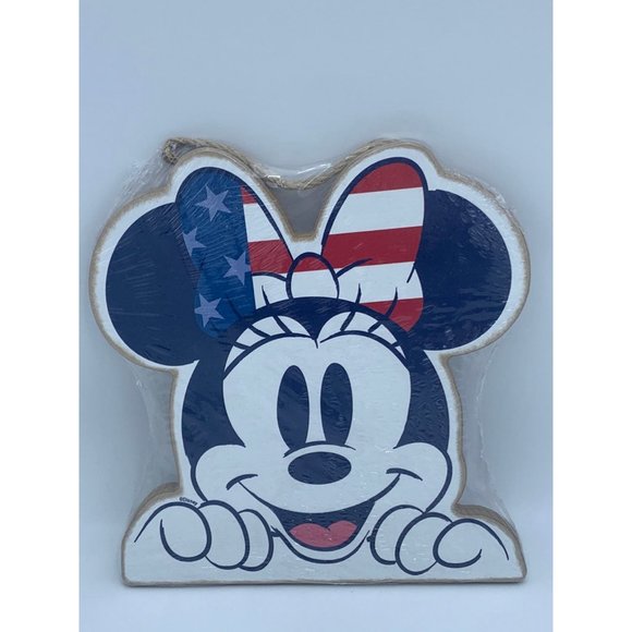 Disney Minnie Mouse Patriotic Hanging Wooden Sign - Picture 2 of 7